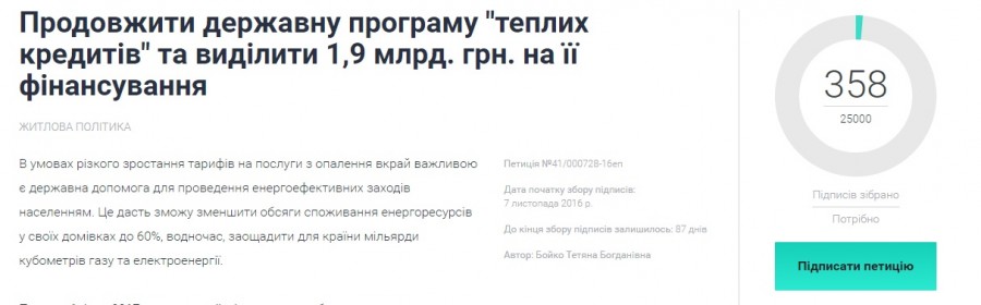 Державна Програма «теплих кредитів» може не отримати коштів у 2017 році. Триває збір підписів Державна Програма «теплих кредитів» може не отримати коштів у 2017 році. Триває збір підписів