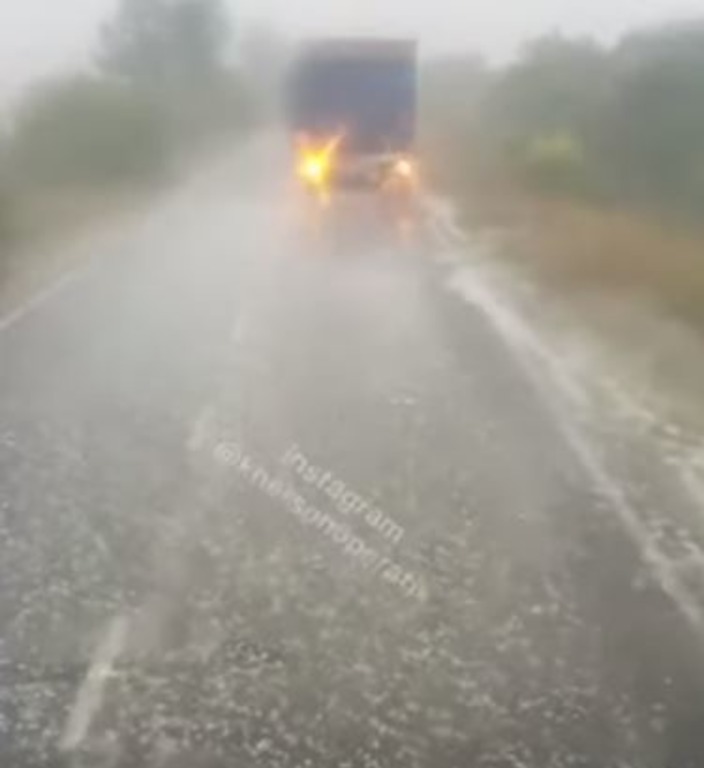 На Херсонщине после града обледенела трасса, - ВИДЕО