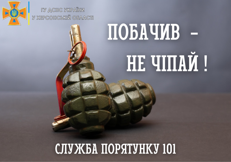 Херсонські піротехніки вилучили та знищили гранату Ф-1, виявлену на приватному подвір’ї